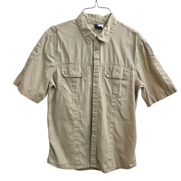 H&M Men's Button Down Khaki Short Sleeve Shirt, Size Small - Picture 1 of 10